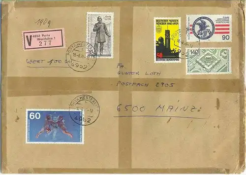 Wert-Brief, 18.08.1978, PORTA WESTFALICA – MAINZ