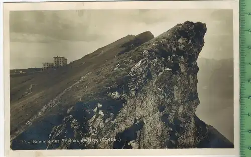 Sommet des Rochers de Naye, Verlag: ----,  Postkarte mit Frankatur und 2 x  Stempel 22.VIII.27, MIT BEFÖRDERUNGSSPUREN