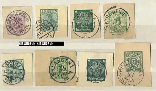 Kartenstücke mit Marken und Stempel vor 1945