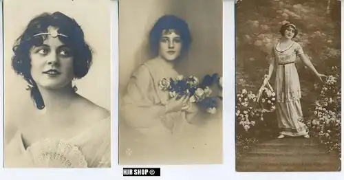 um 1910/1920 Ansichtskarte "3 x Foto, Frauen  gelaufene Karten mit Frankatur und minimalen Alters- und Beförderungsspure