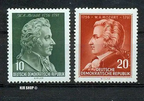 DDR 1956, 27. Januar, 200. Geb. Mozart, Minr.510,511**