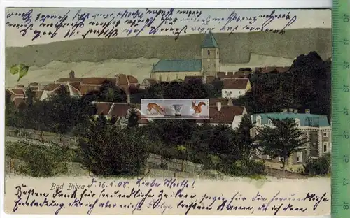 Bad Bibra-1908 , -Verlag: Kosmos, Halberstadt,    Postkarte, mit Frankatur, mit StempeL, BIBRA    16.1.08