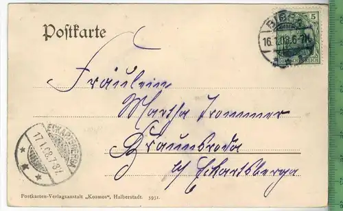 Bad Bibra-1908 , -Verlag: Kosmos, Halberstadt,    Postkarte, mit Frankatur, mit StempeL, BIBRA    16.1.08