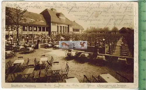 Hamburg, Stadthalle, Konzertgarten -1926 -,Verlag: Dransfeld, Hamburg,  Postkarte mit Frankatur, mit Stempel HAMBURG