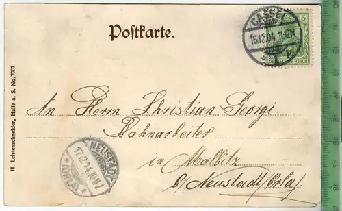 Cassel, Fuldabrücke 1904, -Verlag: H. Listenschneider, Halle,  POSTKARTE mit Frankatur, mit Stempel CASSEL