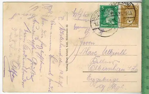 Dammbau Sylt -1927-, Verlag : Karl Scherf, Kiel, Sylt, POSTKARTE mit Frankatur, mit Stempel, WESTERLAND 13.8.27