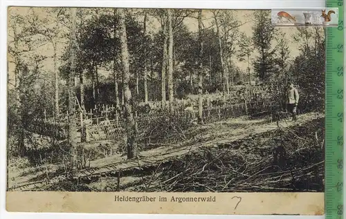 Heldengräber im Argonnerwald-1916-Verlag : P. Maas Sohn, Metz, FELD- POSTKARTE, ohne Frankatur, mit Stempel 15.4.16