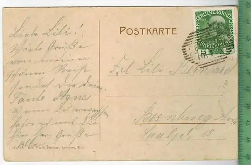 Hotel Fürstenhaus in Pertisau 1907, Verlag: -------,  Postkarte Frankatur,  Stempel,      Maße: 14  x 9 cm