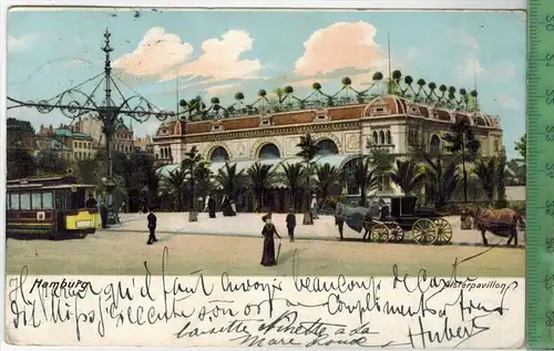 Hamburg, Alsterpavillon 1905  Verlag:------------,  Postkarte Frankatur,  Stempel,  HAMBURG  7.8.05