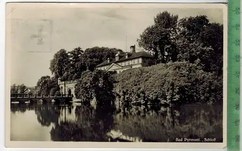 Bad Pyrmont, Schloß 1937, Verlag:--------------,  Postkarte, Frankatur,  Stempel,  BAD PYRMONT 1012.37