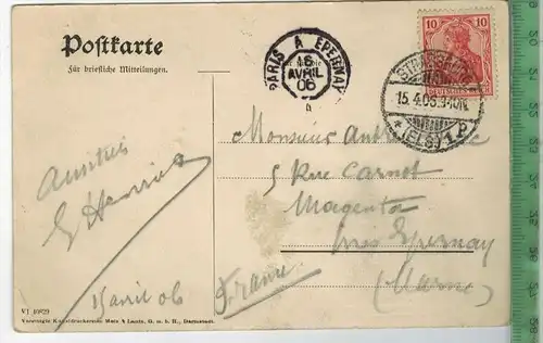 Strassburg, Höhere Töchterschule 1906,  Verlag:---------------- ; Postkarte, Frankatur,  Stempel,  STRASSBURG