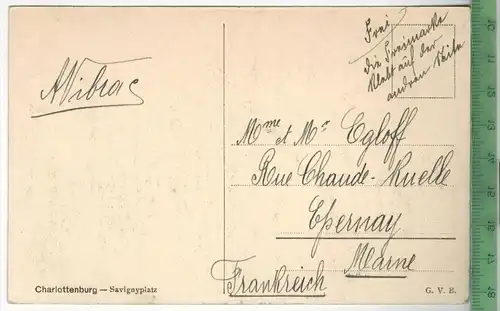 Charlottenburg-Savignyplatz,  Verlag:-------------,  Postkarte ohne Frankatur,  Stempel,  Maße: 14  x 9 cm