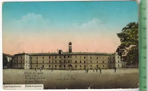 Germersheim, Zollerkaserne 1919, Verlag: ----,   Postkarte ohne Frankatur,  Stempel,  Maße: 14  x 9 cm, Erhaltung: I-II,