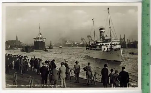 Hamburg, vor den St. Pauli-Landungsbrücken, Verlag: H. Andres, Hamburg, Postkarte, unbenutzte Karte,Maße: 14 x 9 cm