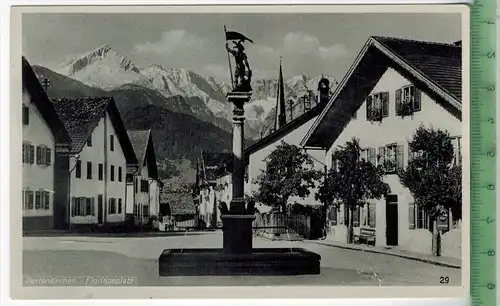 Partenkirchen, Floriansplatz, Verlag: R. Rudolphi, Garmisch-Partenk., Postkarte, unbenutzte Karte, Maße: 14 x 9 cm