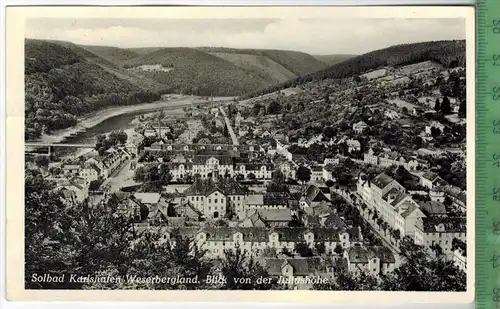 Solbad Karlshafen/Weserbergland, Blick von der Juliushöhe, Verlag: Fritz, Karlshafen, Postkarte ohne Frankatur,