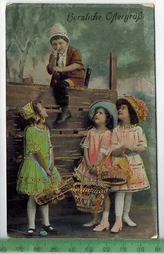 Herzliche Ostergrüße 1918,  Verlag: ---------,  Postkarte ohne Frankatur,  Stempel,   Maße:14  x 9 cm
