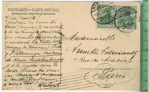 Hamburg, Uhlenhorster Fährhaus 1907, Verlag: M. Manheim, Hamburg, Postkarte, Frankatur,  Stempel, HAMBURG, 3.6.07