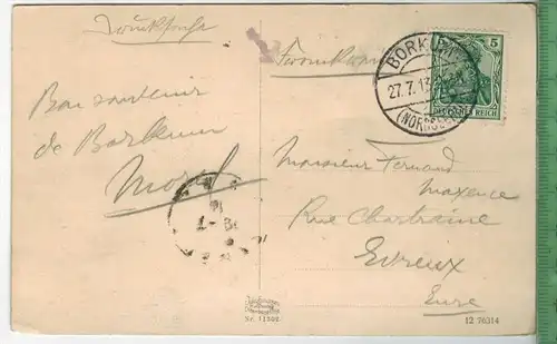 Nordseebad, Borkum, Strandleben 1913, Verlag: Julius Simonsen, Oldenburg, Nr. 11302 ,  Postkarte, Frankatur,  Stempel