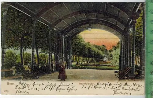 Ems, Wandelbahn, 1910, Verlag:  Reinicke & Rubin, Magdeburg,1904, Postkarte, Frankatur,  Stempel,  EMS, 15.3.10