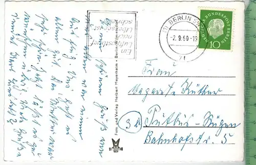 Berlin-Tegel/Dampferstation, 1960, Verlag: ------, POSTKARTE, Frankatur,  Stempel, BERLIN SW 2.9.60, Erhaltung: I-II