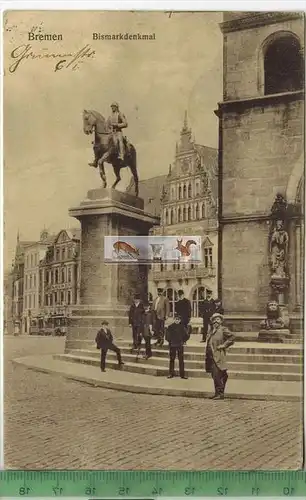 Bremen, Bismarkdenkmal 1912 -Verlag: H. Dettmer, Bremen, FELD-POSTKARTE ohne Frankatur, mit Stempel BREMEN