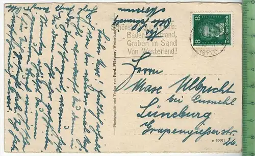 Luftkurort Keitum a. Sylt 1929 -Verlag : Ferd. Pförtner, Sylt, FELD-POSTKARTE mit Frankatur, mit Stempel WESTERLAN