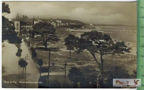 Binz a. Rügen - Strand-Promenade-1927-Verlag : H. Rubin & Co., Dresden , POSTKARTE, mit Frankatur, mit Stempel, BINZ