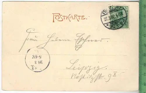 2 x  Karten Goethes Geburtsgaus  1902 - Verlag: ---------,   POSTKARTE-1 x mit Frankatur, mit  Stempel, FRANKFURT