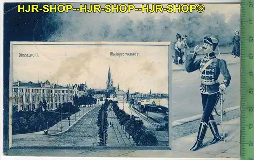 Düsseldorf, Rheinpromenade 1910 - Verlag: J.W. Weier, Düsseldorf,   POSTKARTE -mit Frankatur, mit  Stempel,