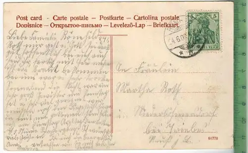 Römhild, Schloss Glücksburg mit Kriegswaisenhaus 1909- Verlag: Karl Schwerdt, Römhild,  POSTKARTE -mit Frankatur,