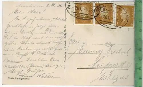 Wiesdorf-Leverkusen, Verwaltung I.G. Farben A.G. 1930-, Verlag: I. Wollstein, Berlin,  POSTKARTE-, mit Frankatur,