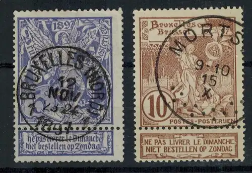 Belgien 1896, MiNr. 64+64,(o) 5 C+10 C, sauber gest. Zustand: gut