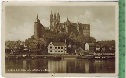 Meissen a. d. Elbe, Albrechtsburg u. Dom 1929, Verlag: Brück 6 Sohn, Meißen, POSTKARTE, Rücks.MEIßEN