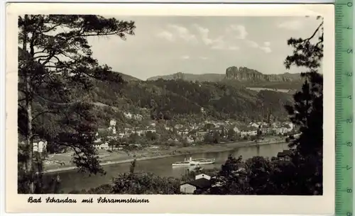Bad Schandau mit Schrammsteinen 1956, Verlag: Dick-Foto, Erlbach , POSTKARTE mit Frankatur. mit  Stempel BAD SCHANDAU