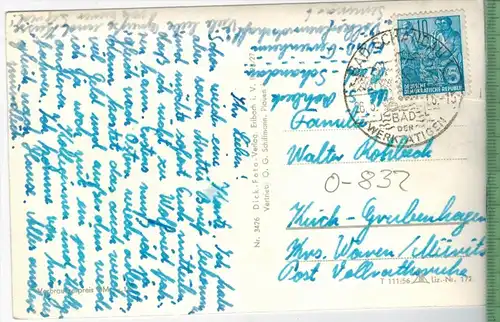 Bad Schandau mit Schrammsteinen 1956, Verlag: Dick-Foto, Erlbach , POSTKARTE mit Frankatur. mit  Stempel BAD SCHANDAU