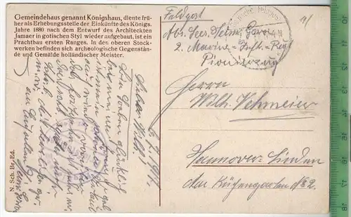 Brüssel, Königshaus 1917, Verlag: ----,  FELD- POSTKARTE ohne Frankatur,  mit 2x Stempel  6.7.17,  Erhaltung: I-II,