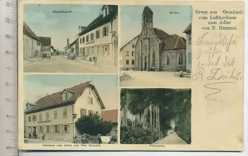 Gruss aus Grunbach, um 1900/1910, Verlag: P. Finkbohner, Pforzheim,  Postkarte mit Frankatur, mit Stempel,