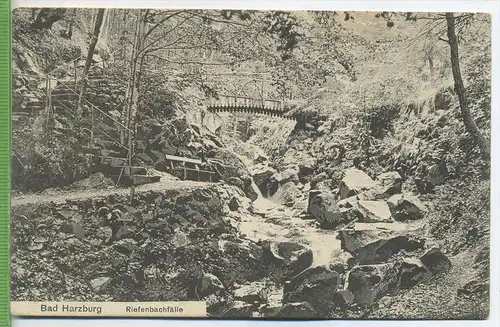 Bad Harzburg, Riefenbachfälle 1910/1920, Verlag: H. Lederbogen, Halberstadt , POSTKARTE Rücks. roter Aufdr.