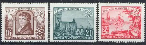 1953, MiNr. 358, 359, 360  ** Satz 4 W  Zustand: I-II, (H)