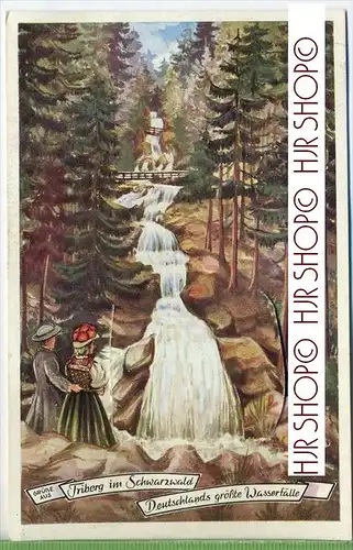 Triberg, Deutschlands größte Wasserfälle 1950/1960, Verlag: Willy Neef, Triberg,  Postkarte mit Leporello mit Frankatur,