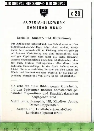 Der Altdeutsche Schäferhund, c 28 Austria-Bildwerk, Kamerad Hund, Serie II: Schäfer und Hirtenhunde.