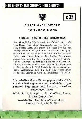 Der Altenglische Schäferhund oder Bobtail, c 35 Austria-Bildwerk, Kamerad Hund, Serie II: Schäfer und Hirtenhunde.
