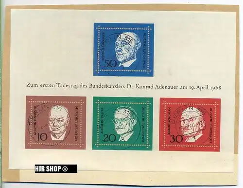 1968, 19. April, Block 4 Gest. Adenauer, Zustand: sehr gut