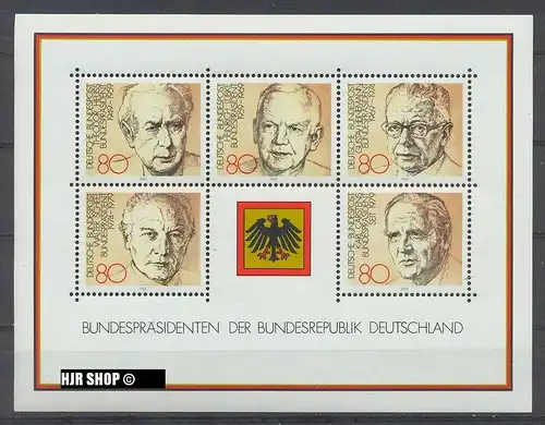 1982,10. Nov. Block 18**, Bundespräsidenten, Zustand: sehr gut