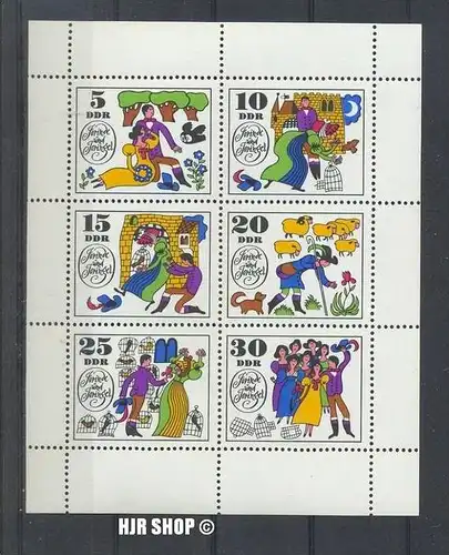 1969, 18. März, Märchen (IV), 1450-1455** Kleinbogen, ,  Zustand: sehr gut