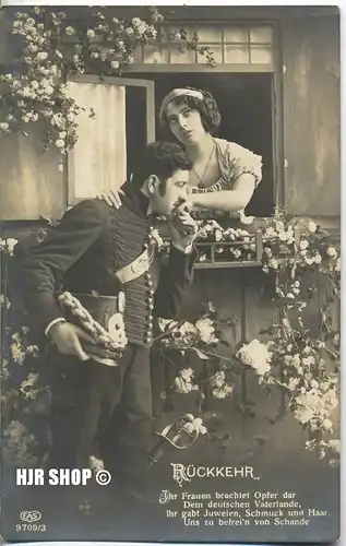 Postkarte:  Rückkehr gelaufen, Burg, 7.08.1914
