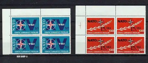 Nato Ausgaben,1964,4. April., 15 Jahre  NATO, Minr. 181899,1900**,je Vierer-Marken