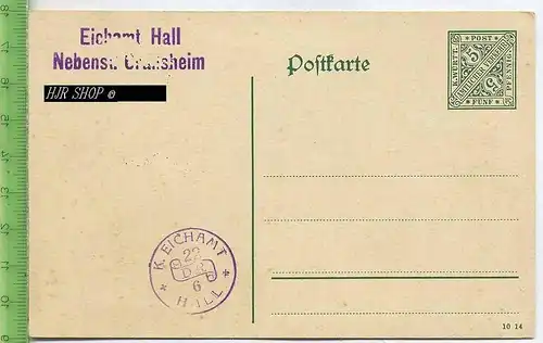 Postkarte, K. Württ. Amtlicher Verkehr,  ungel. postfrisch, Fünf Pfennig