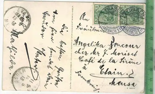 Traben-Trarbach, Brückenschenke, 1913Verlag: ---,  Postkarte Frankatur,  Stempel,  TRABEN-TRABACH, 12.5.13